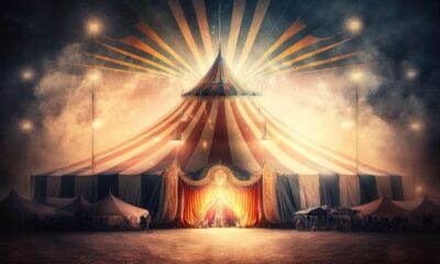 magische circustent ter illustratie van circus agenda